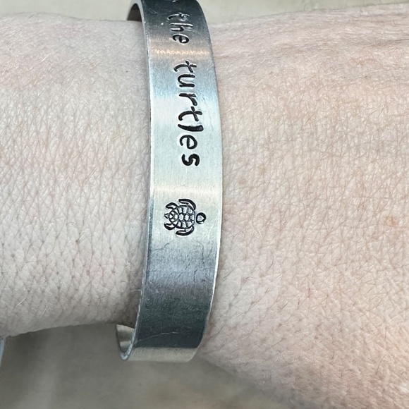 2/$15 Silver Tone “Save the Turtles” Cuff Bracelet - Picture 4 of 11